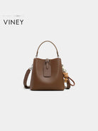 VINEY Split Leather Bucket Bag in Brown
