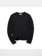 AFterTaste Ribbed Split Neck Long Sleeve in Black