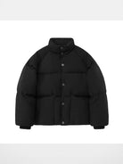 NANS Wool Touch High Neck Down Puffer in Black