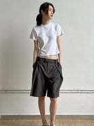 Rarely Alike Fitted Cropped Cotton T Shirt in White - On Model