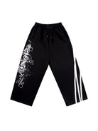 CFIERCE Paint Splash Lace Detail Joggers in Black