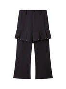 THELIGHT OFFICIAL Beaded Ruffle Trim Trousers in Black