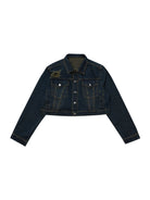 THELIGHT OFFICIAL Distressed Cropped Denim Jacket in Denim