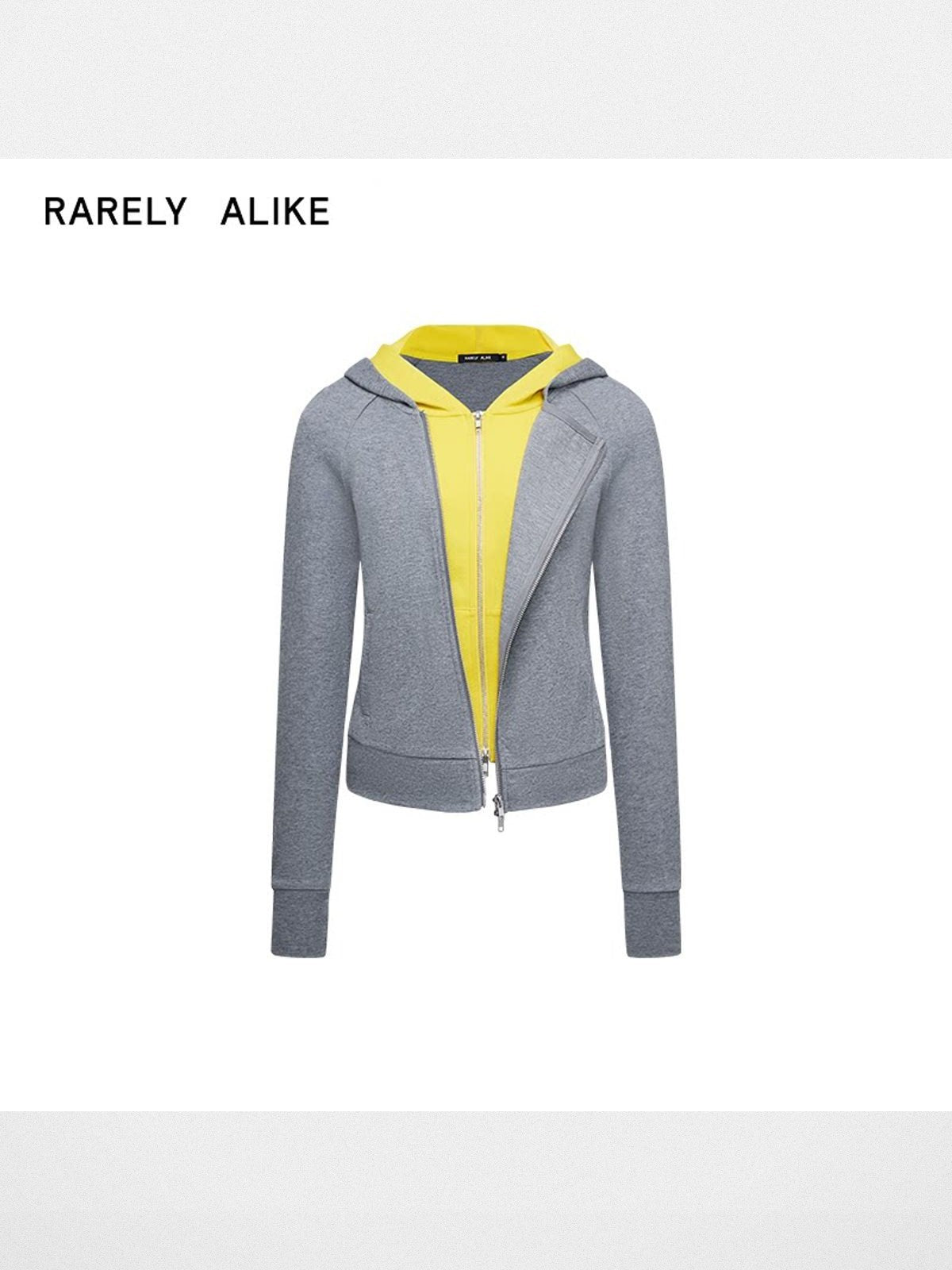 RARELY ALIKE Mock Layered Asymmetric Hoodie in Gray