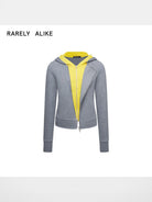 RARELY ALIKE Mock Layered Asymmetric Hoodie in Gray