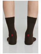 Simple Project Irregular Ribbed Crew Socks in Brown