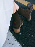 Simple Project Irregular Ribbed Crew Socks in Olive