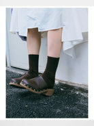 Simple Project Irregular Ribbed Crew Socks in Olive