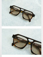 FUTURE UPDATE Geometric Double Bridge Sunglasses in Brown