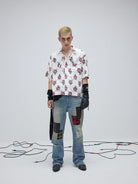 SOD Sacred Heart Rayon Hawaiian Shirt in White - On Model