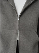 ROYA Cashmere Wool Hooded Short Coat in Gray - Detail