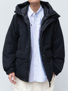 Soda Mid Length Hooded Down Puffer in Black - On Model