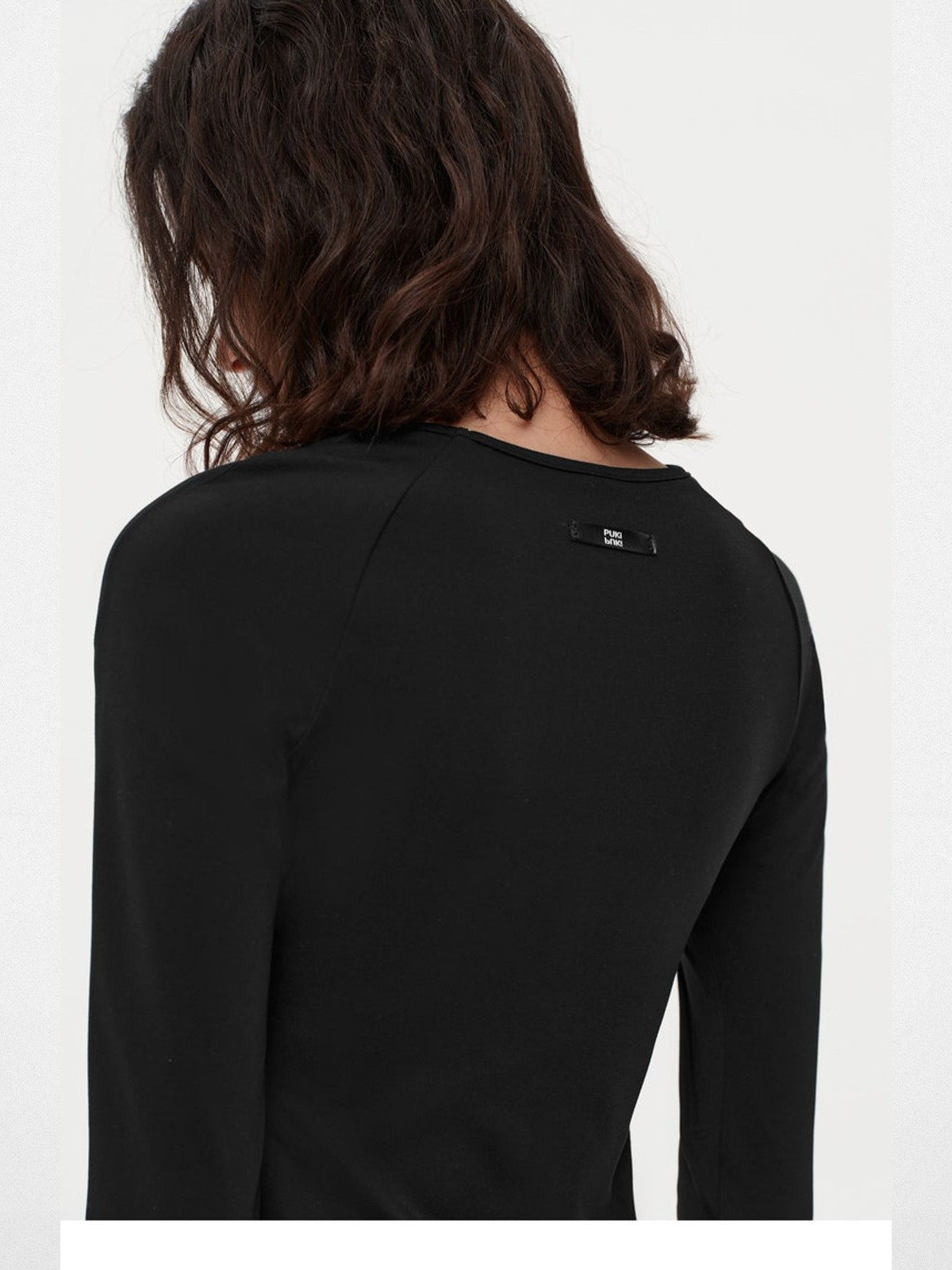 PUKI Lenzing Modal Bow Cutout 3 4 Sleeve Top in Black - Detail