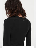 PUKI Lenzing Modal Bow Cutout 3 4 Sleeve Top in Black - Detail