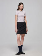 Simple Project Crinkled Texture Micro Flare Mini Skirt in Black - On Model