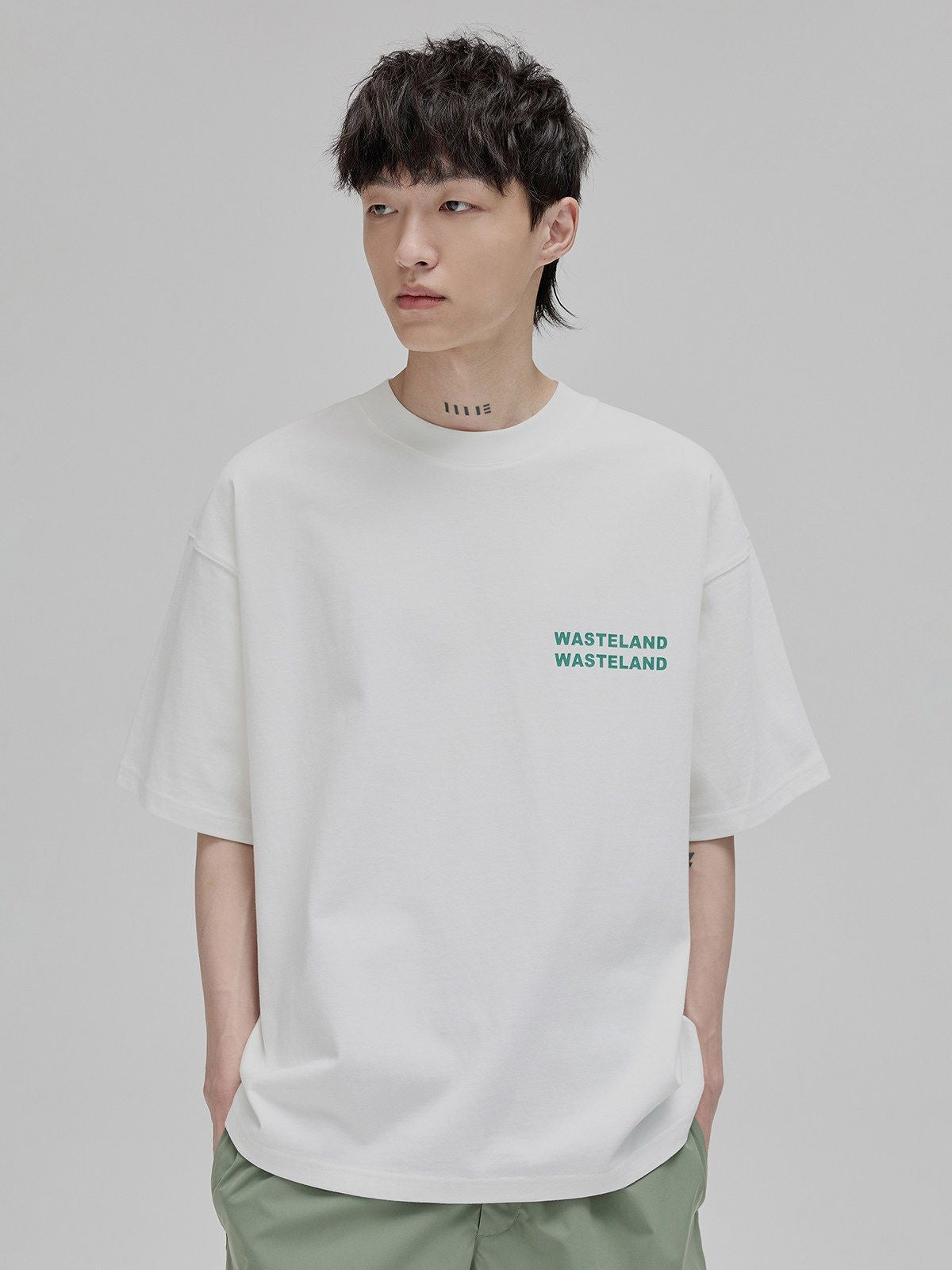 NANS Wilderness Parade Heavyweight T Shirt in White - On Model