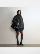 RandomPiece Shaggy Wool Blend Zip Jacket in Gray - On Model