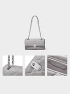 DISSONA Quilted Leather Chain Shoulder Bag in Gray