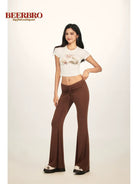 BeerBro Realistic Shell Print Baby Tee in White - On Model