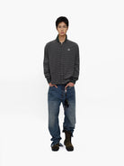 MasonPrince Striped Washed Cotton Cardigan in Green - On Male Model