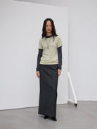 RandomPiece Lambswool Scoop Neck Tee in Beige - On Model