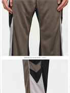 BLINDNOPLAN Retro Color Block Track Pants in Brown - On Male Model
