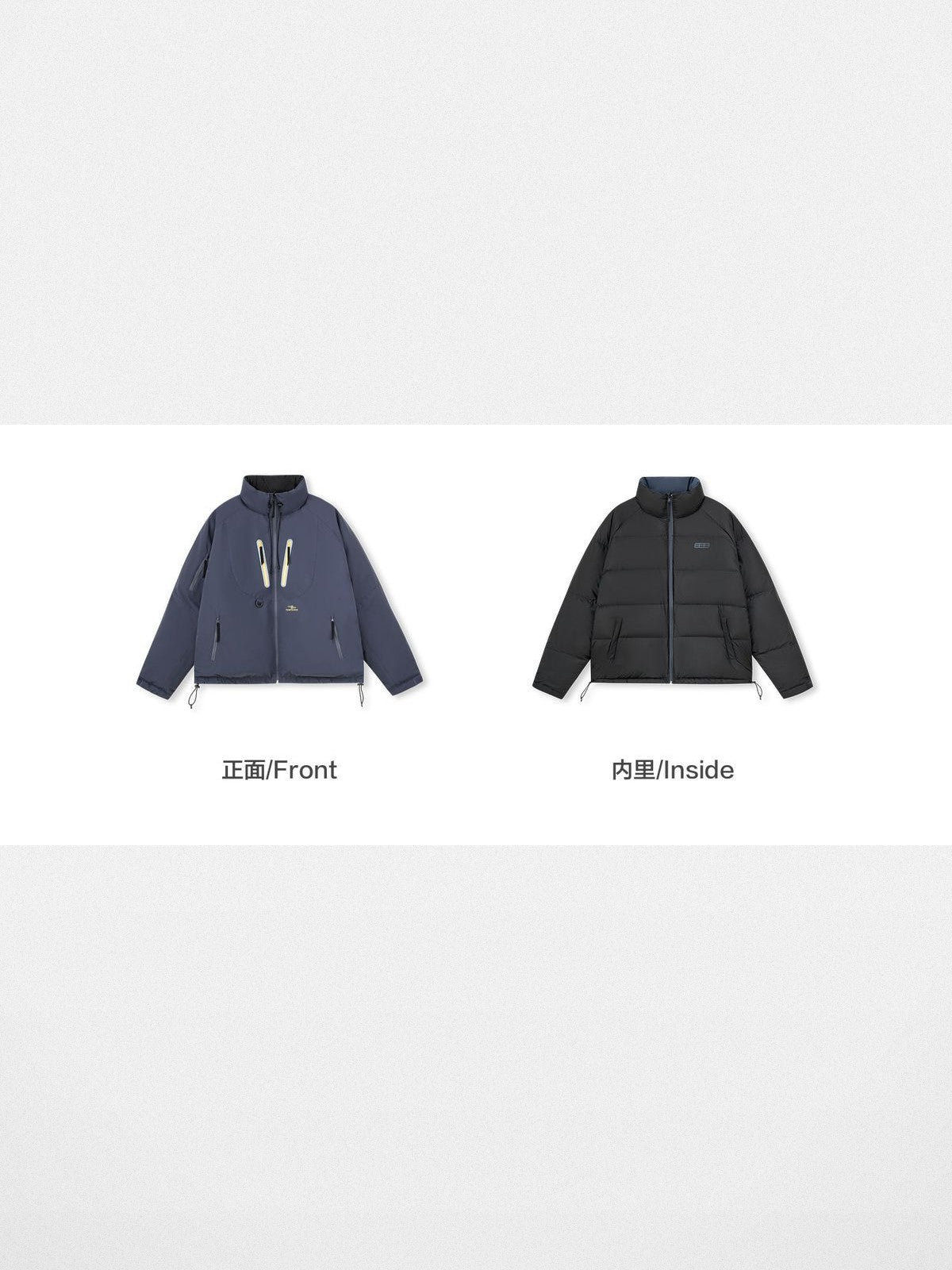 FPA Reversible Weather Resistant Down Puffer in Navy Blue