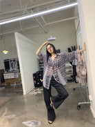 NeverSeez Curved Leg Selvedge Jeans in Raw Indigo - On Model