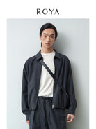 ROYA Washable Wool Blend Zip Jacket in Gray - On Model