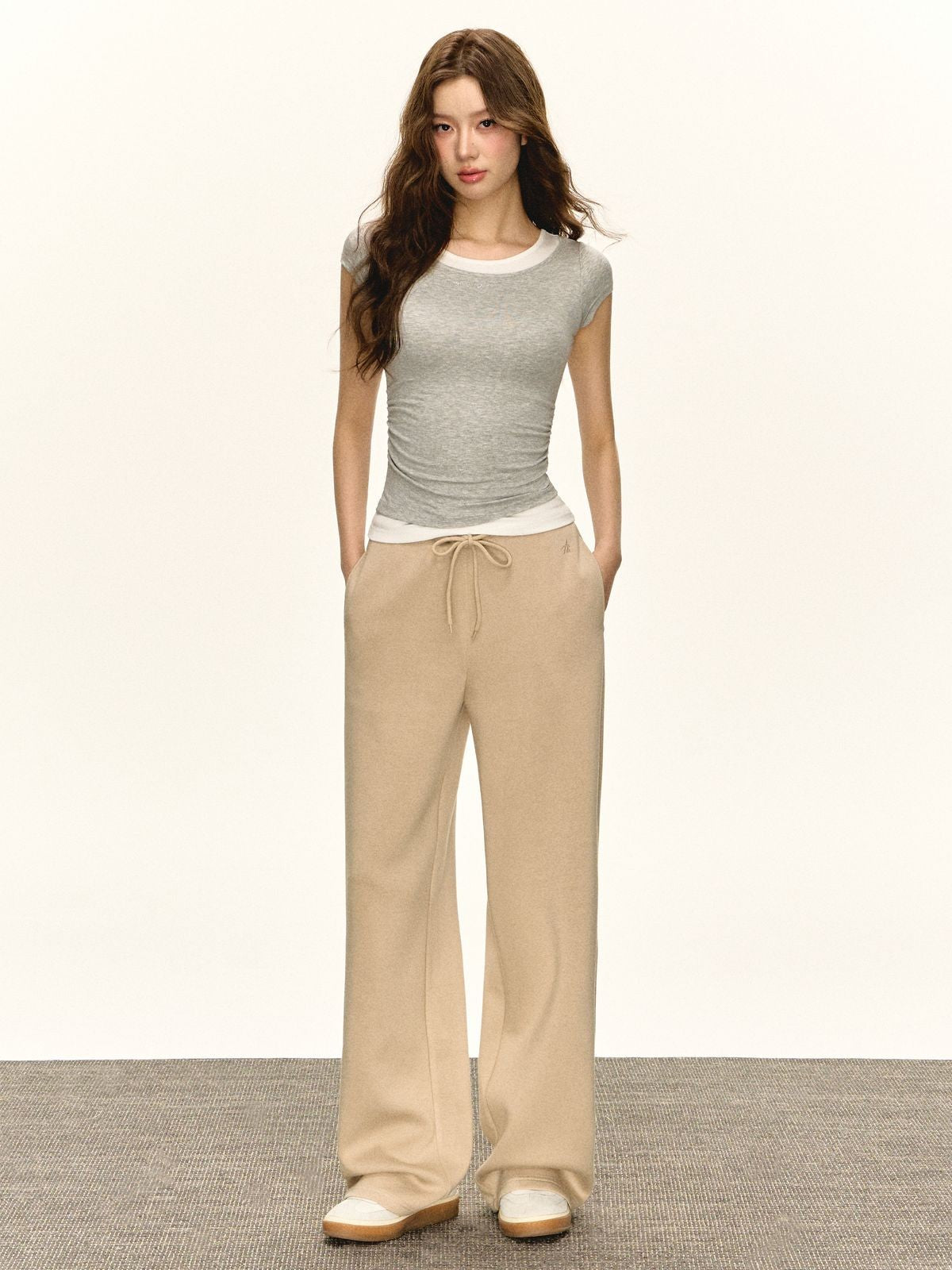 ARISEISM Mock Layered Viscose T Shirt in White - On Model