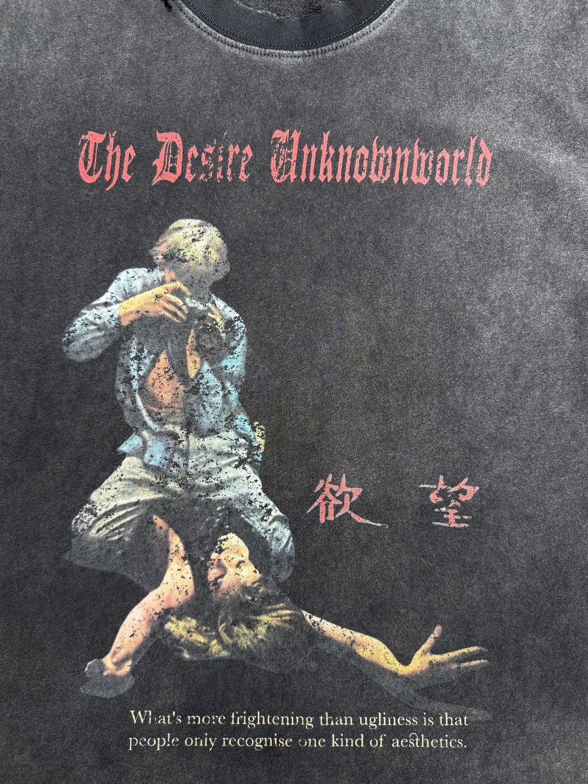 UNKNOWNWORLD Washed Distressed Graphic T Shirt in Black - Detail