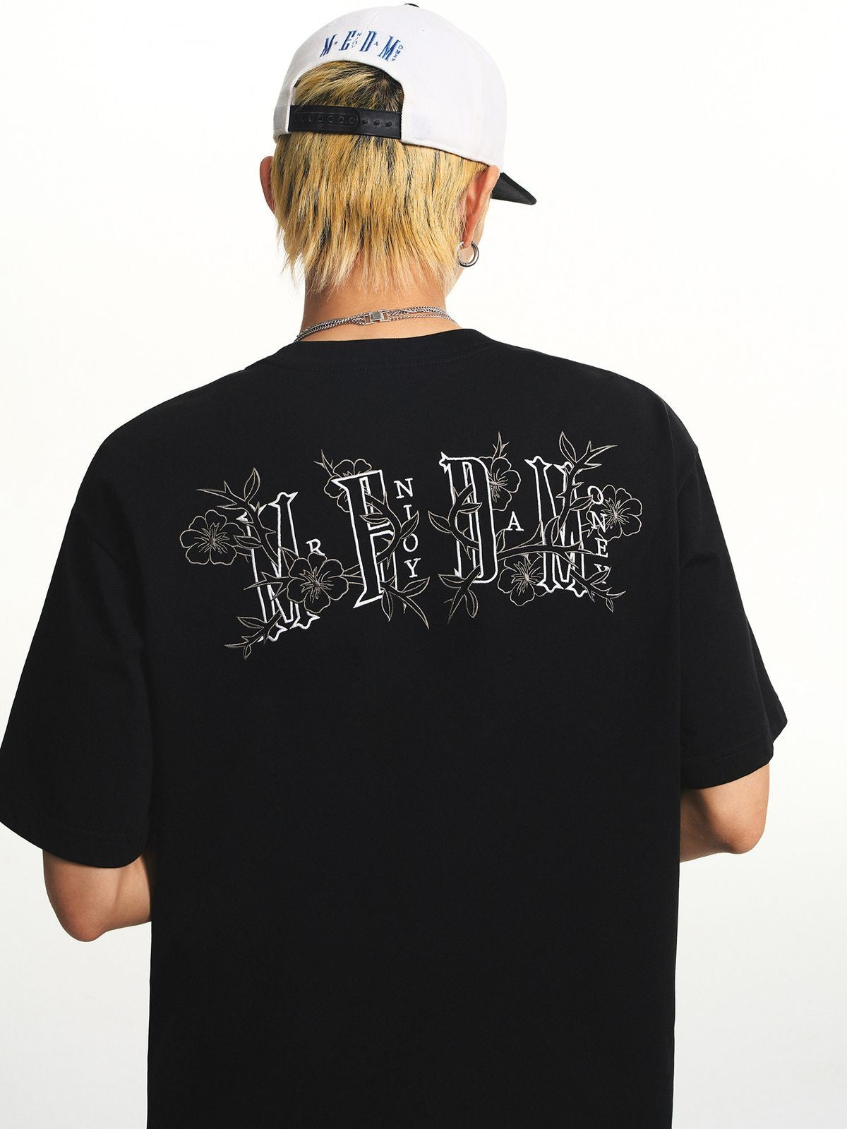 MEDM Sorona Cooling Floral T Shirt in Black - On Male Model