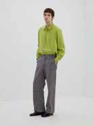 Simple Project Washed Lyocell Shirt in Green - On Male Model