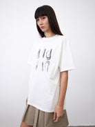 RandomPiece Shell Print High Twist Cotton T Shirt in White - On Model