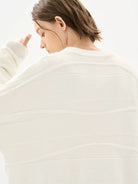 LOSTCTRL Wavy Stripe Textured Sweater in White - On Model