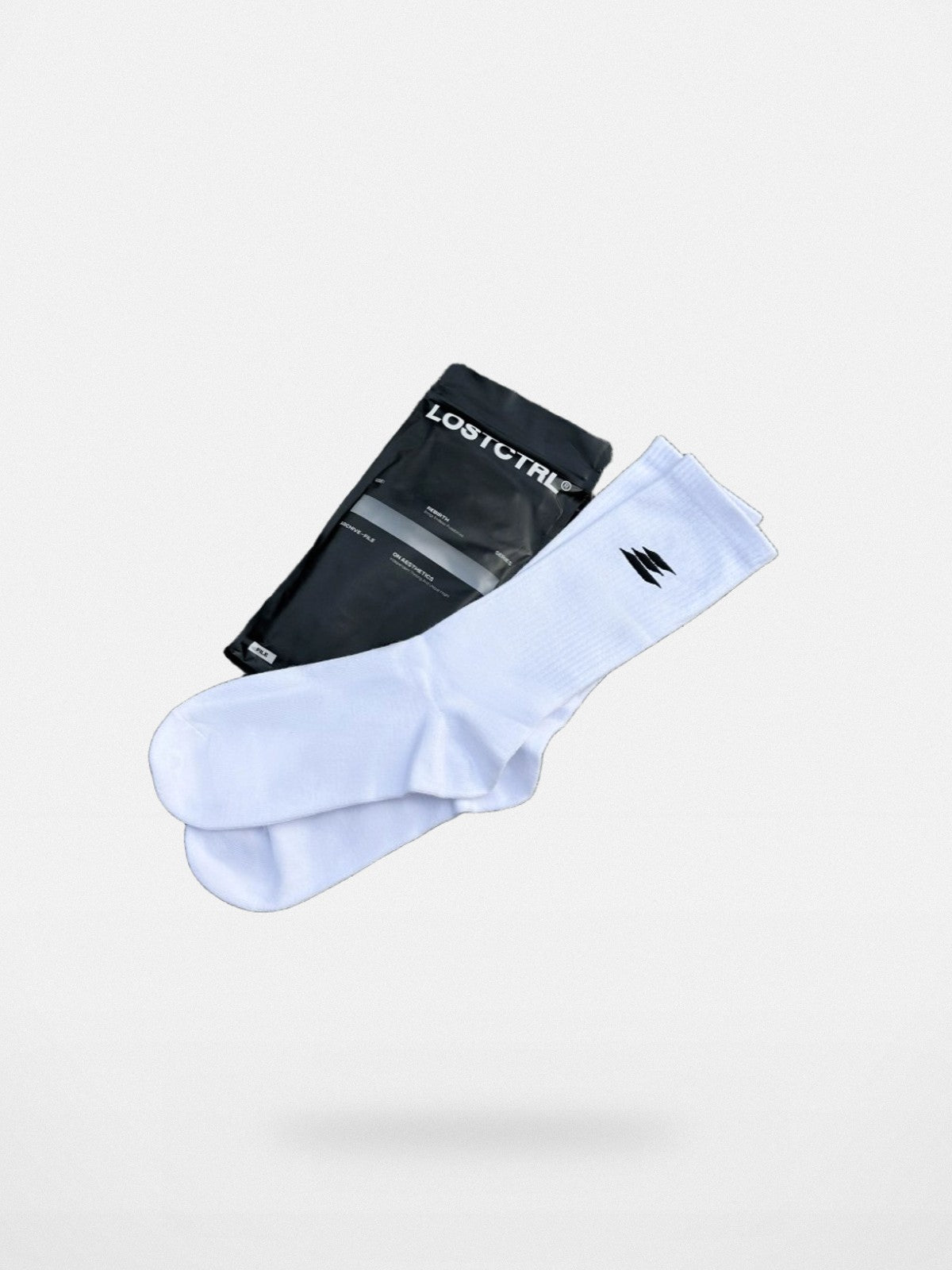 LOSTCTRL Cotton Logo Crew Socks in White