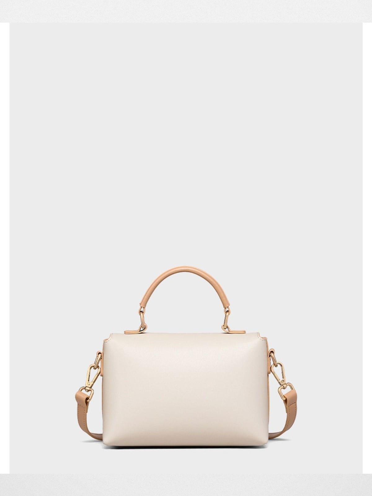 VINEY Split Leather Flap Crossbody Bag in Cream