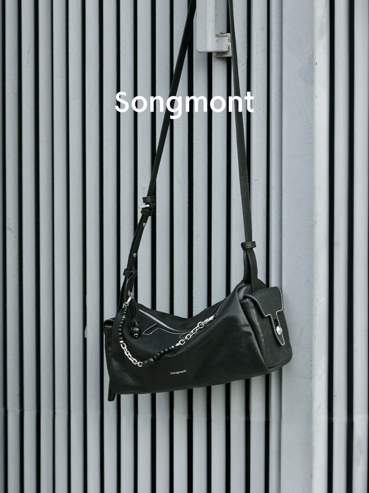 Songmont Tumbled Leather Mini Camera Bag in Black - Lifestyle
