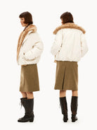 PUKI Reversible Wool Blend Midi Skirt in Brown - On Model