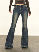 ARISEISM Distressed Micro Flare Jeans in Blue