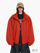 MASONPRINCE Oversized Structural Nylon Jacket in Red - On Model #color_red