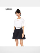 SHUSHUTONG Logo Heart Cotton T Shirt in White - On Model