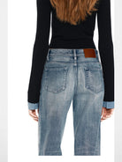 PUKI Retro Wash Wide Leg Jeans in Blue - On Model