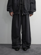 RandomPiece Wool Blend Wide Leg Sweatpants in Gray - On Model