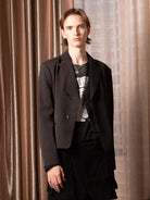 SOD Deconstructed Asymmetric Wool Blazer in Black - On Model