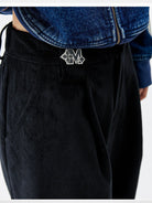 MEDM Wide Leg Corduroy Parachute Pants in Black - Detail