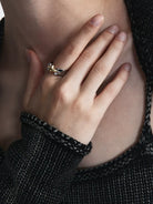 BLACKHEAD Structural Two Tone Star Ring in Gold - On Female Model