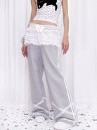 CFIERCE Lace Tiered Skirt Sweatpants in Gray - On Model
