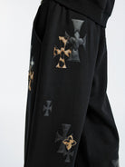 MEDM Leopard Patch Straight Leg Pants in Black - Detail
