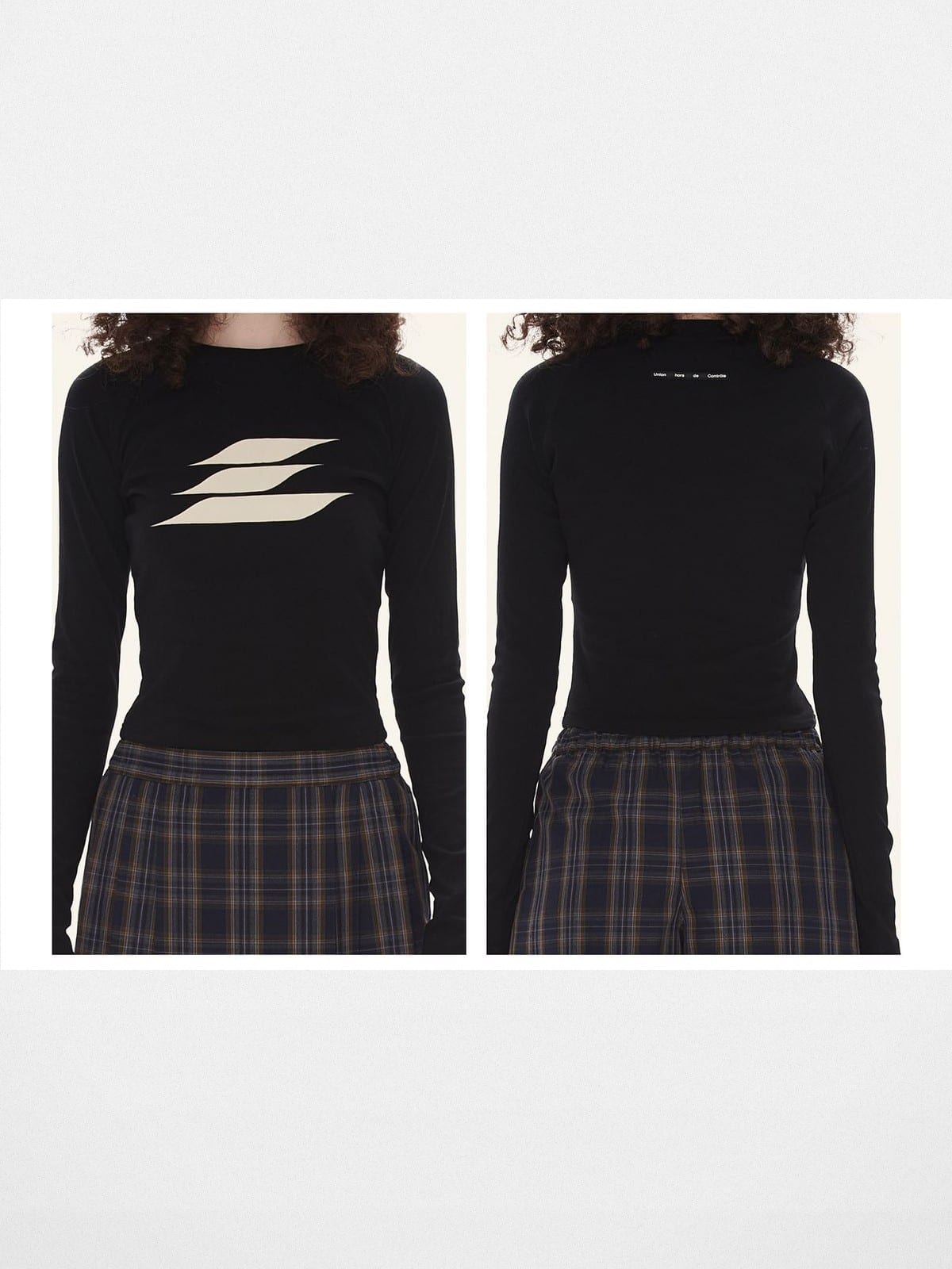 LostCtrl Cropped Logo Long Sleeve Tee in Black - On Model